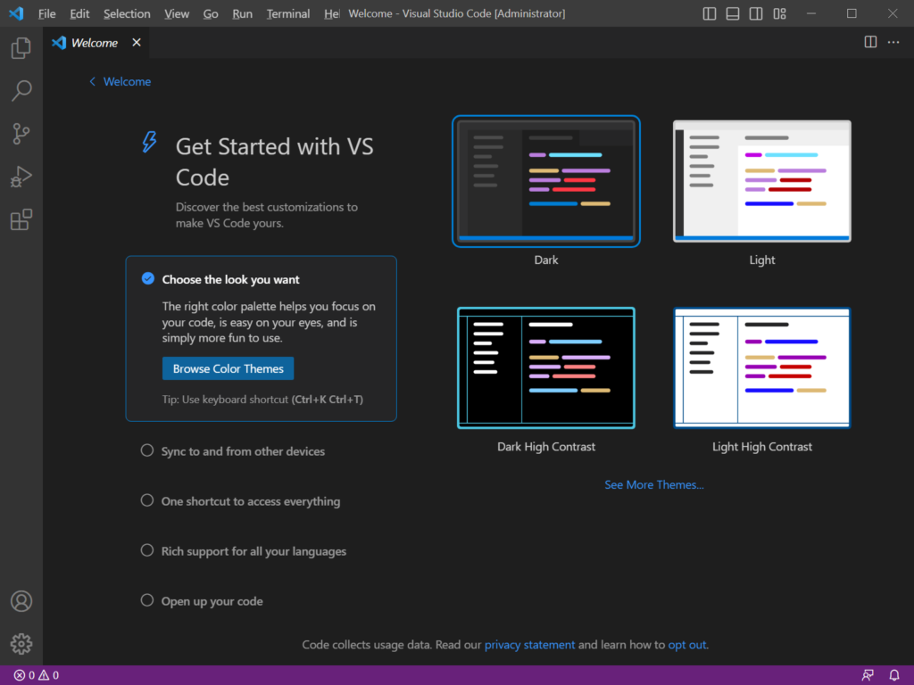 Visual Studio Codeが起動します。